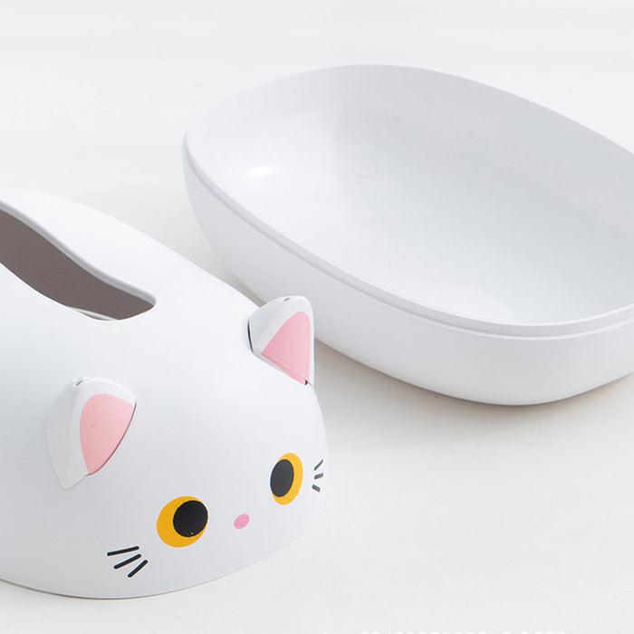 Cat Shaped Tissue Box with Toothpick Holder Drawer Organizer