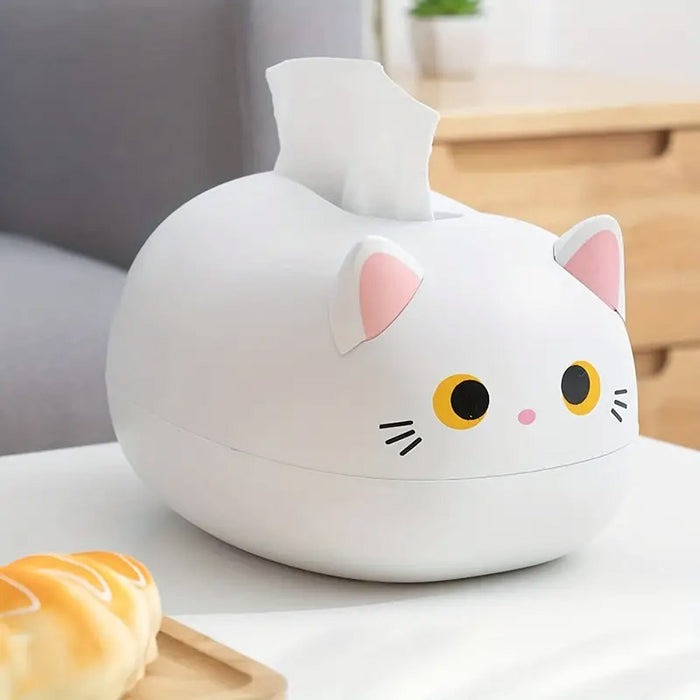 Cat Shaped Tissue Box with Toothpick Holder Drawer Organizer