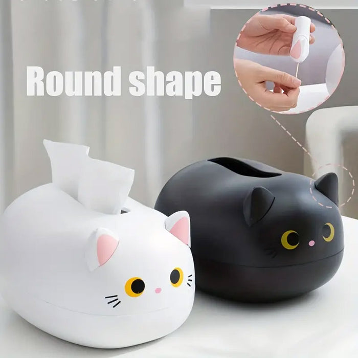 Cat Shaped Tissue Box with Toothpick Holder Drawer Organizer
