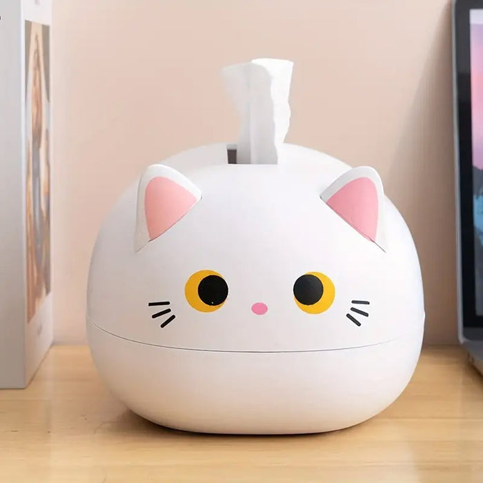 Cat Shaped Tissue Box with Toothpick Holder Drawer Organizer