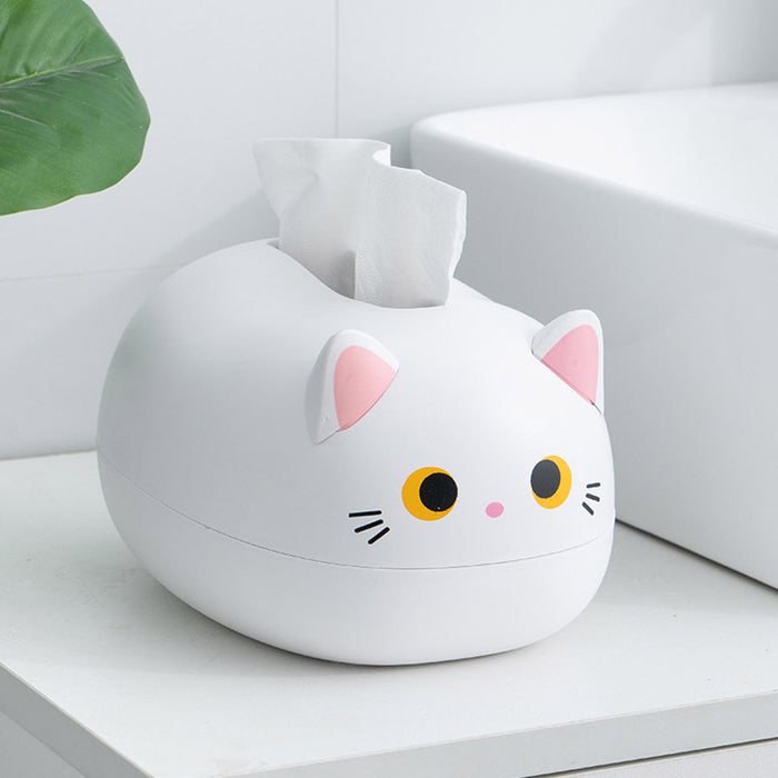 Cat Shaped Tissue Box with Toothpick Holder Drawer Organizer