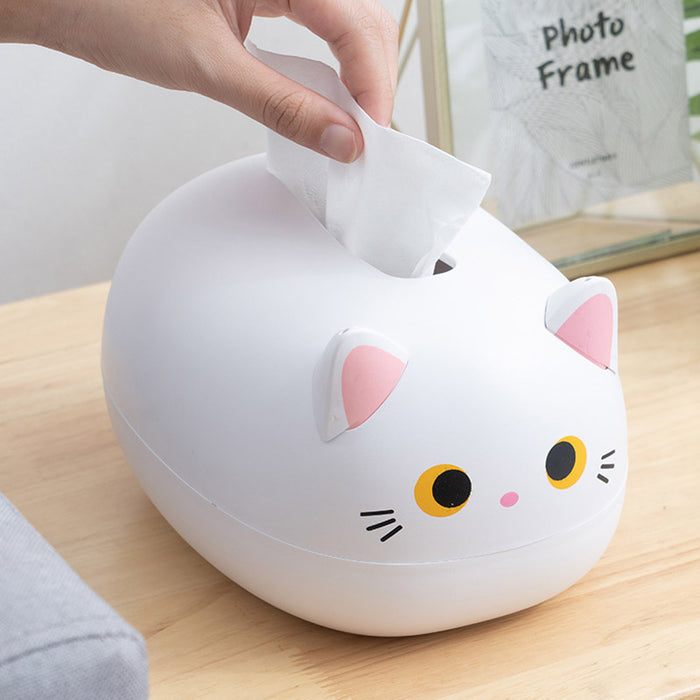 Cat Shaped Tissue Box with Toothpick Holder Drawer Organizer