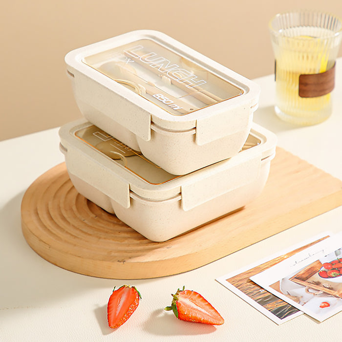 Square Lunch Box with Cutlery Microwave Safe Wheat Straw 850ml