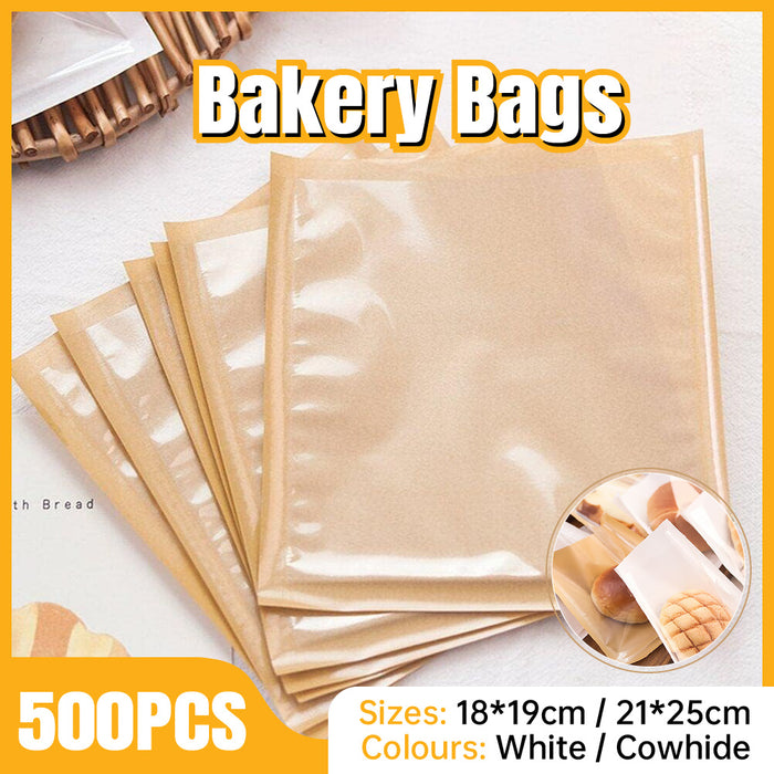 500 PCS Transparent Food Greaseproof Bag Sandwich Donut Bread Packaging Pouch