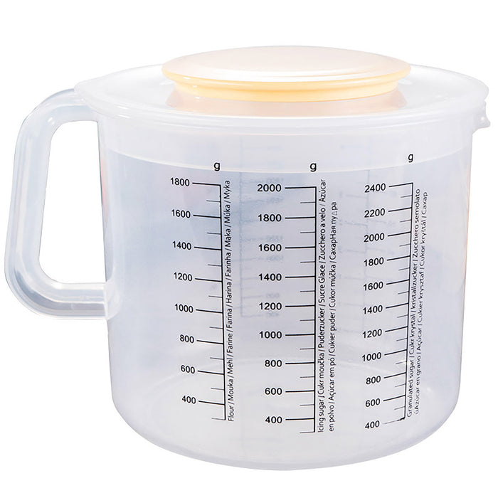 2.5L Plastic Measuring Bowl with Lid and Scale Markings