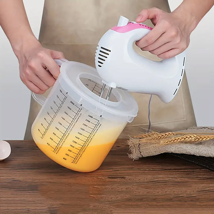 2.5L Plastic Measuring Bowl with Lid and Scale Markings