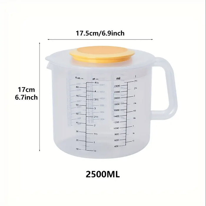 2.5L Plastic Measuring Bowl with Lid and Scale Markings