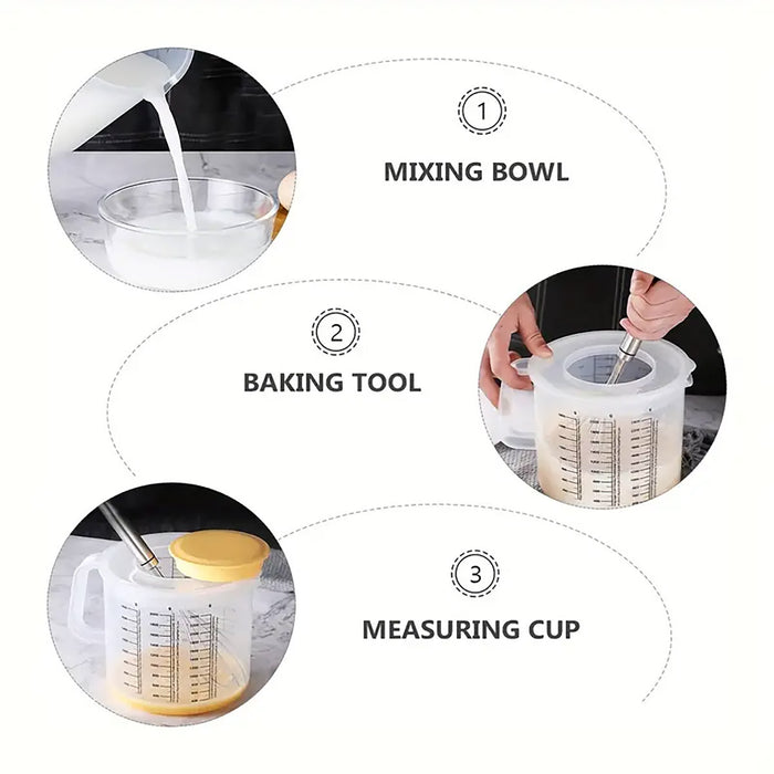2.5L Plastic Measuring Bowl with Lid and Scale Markings