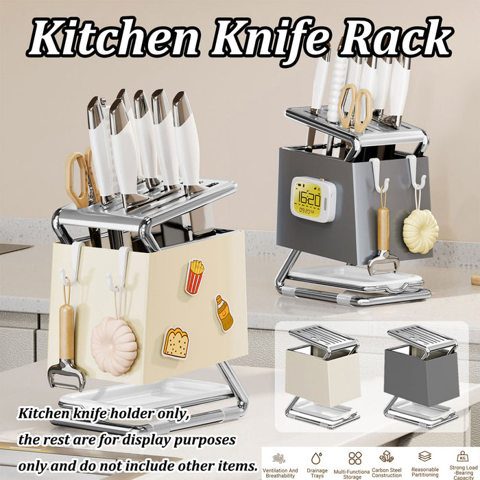 Kitchen Drain Knife Holder Carbon Steel Rack White Grey