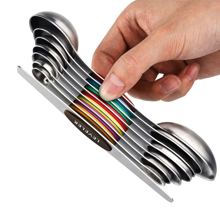 8 Pcs Measuring Spoon Set Dual Head Magnetic 430 Steel