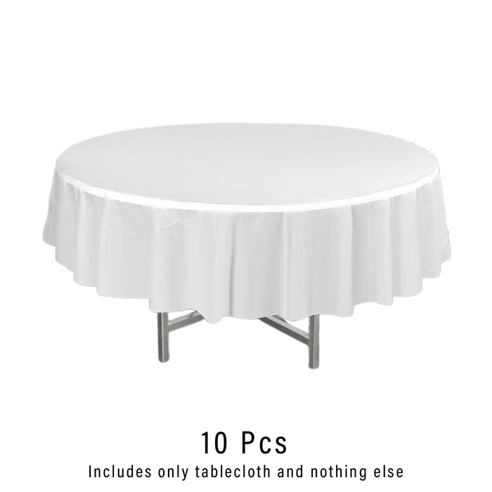 10 Pcs Round PEVA Tablecloths Waterproof Oil-Resistant 213 cm
