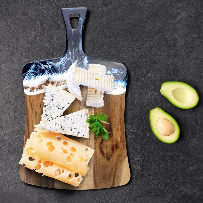 Wave Cutting Board Wood With Resin Coating Handle 36cm