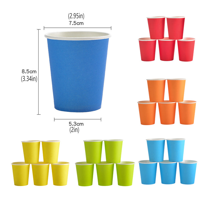 300PCS Paper Cups Food-Grade 6 Colours for Party Hot & Cold Drinks