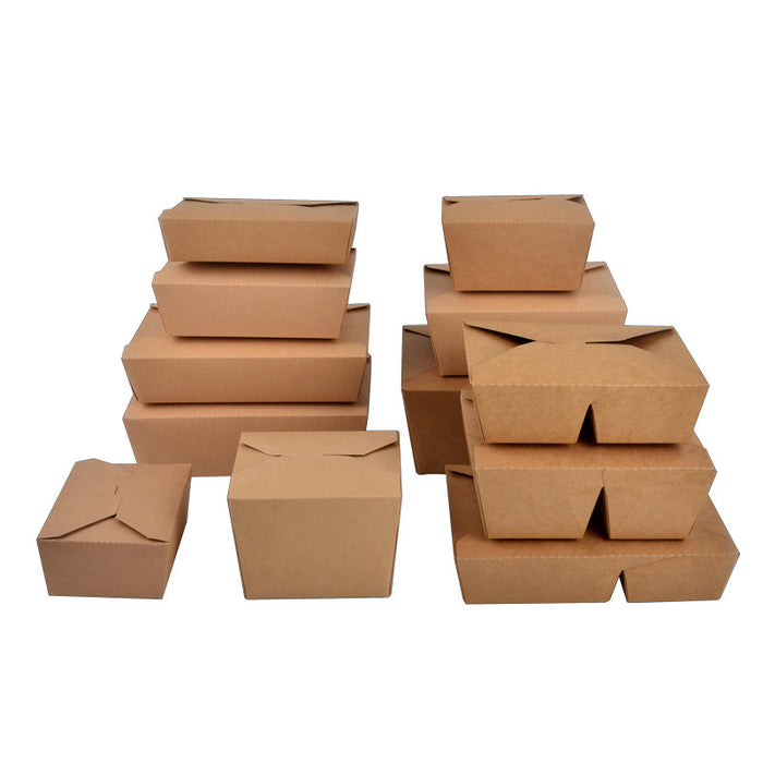 200 Pcs Kraft Paper Lunch Boxes 11 Styles Disposable Takeaway Food Containers