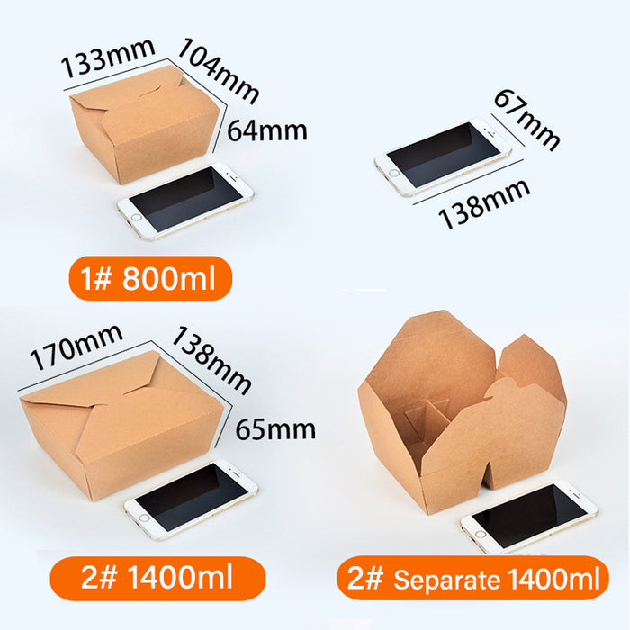 200 Pcs Kraft Paper Lunch Boxes 11 Styles Disposable Takeaway Food Containers