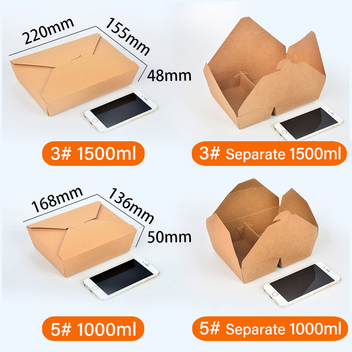 200 Pcs Kraft Paper Lunch Boxes 11 Styles Disposable Takeaway Food Containers