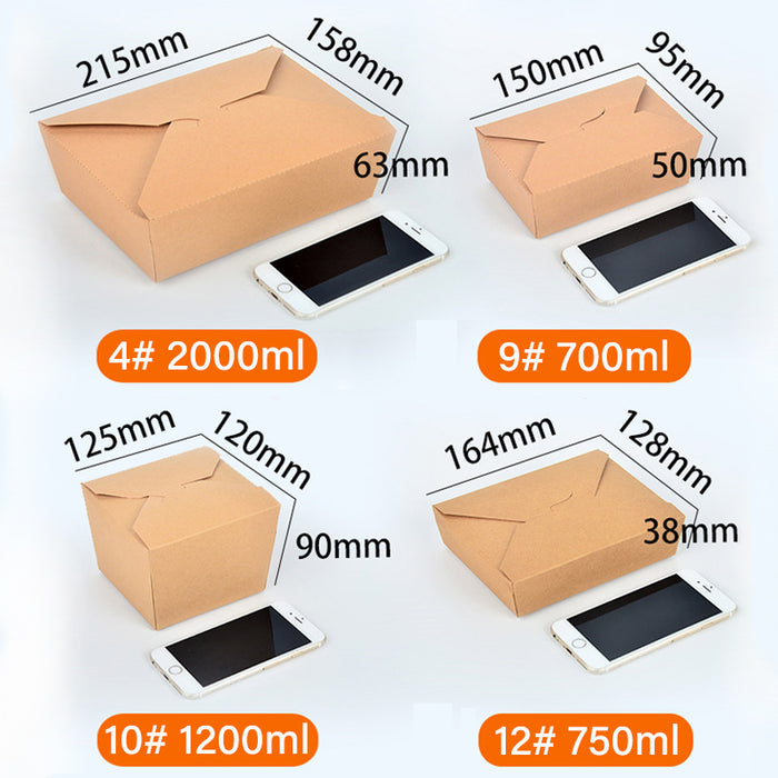 200 Pcs Kraft Paper Lunch Boxes 11 Styles Disposable Takeaway Food Containers