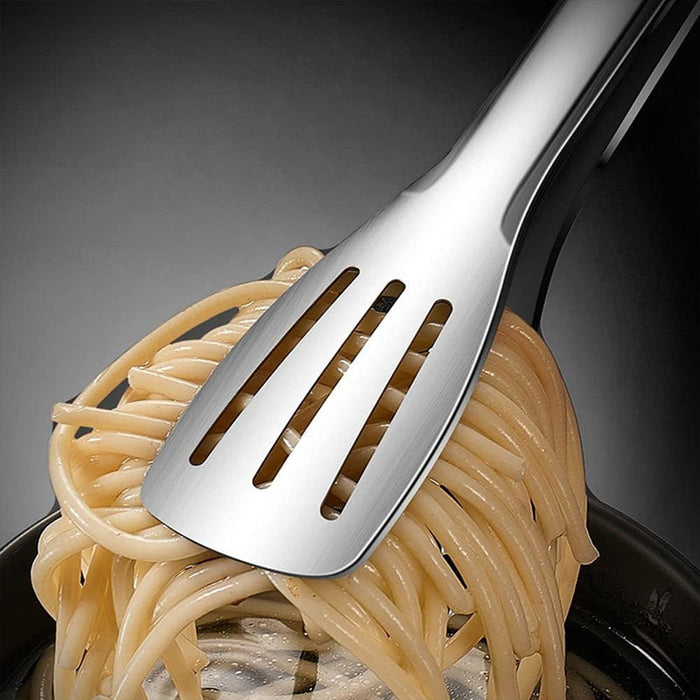 3 Pcs Stainless Steel Food Tongs Slotted Silicone Handle Set