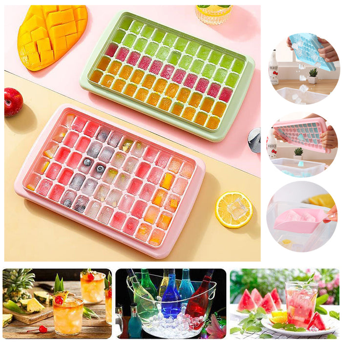 55 Grid Ice Cube Tray with Lid Storage Box and Scoop Set