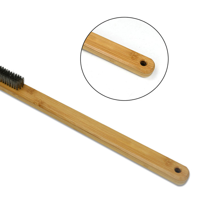 Pizza Oven Cleaning Brush with Scraper Stainless Steel Wire Wood Handle 57.5 cm