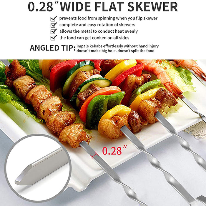 Stainless Steel BBQ Skewers 17 Inch Flat Wide Blade, 17 inches