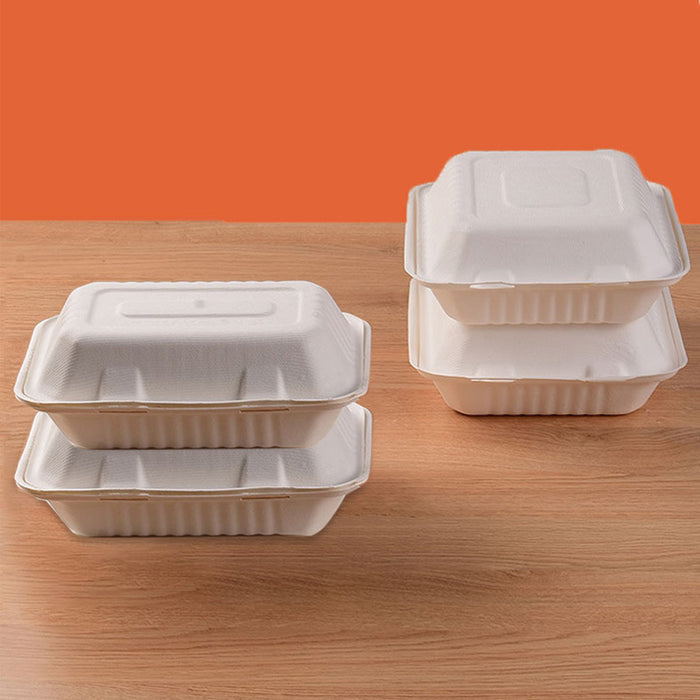 200/250PCS Biodegradable Compostable Clamshell Food Boxes for Hot Food