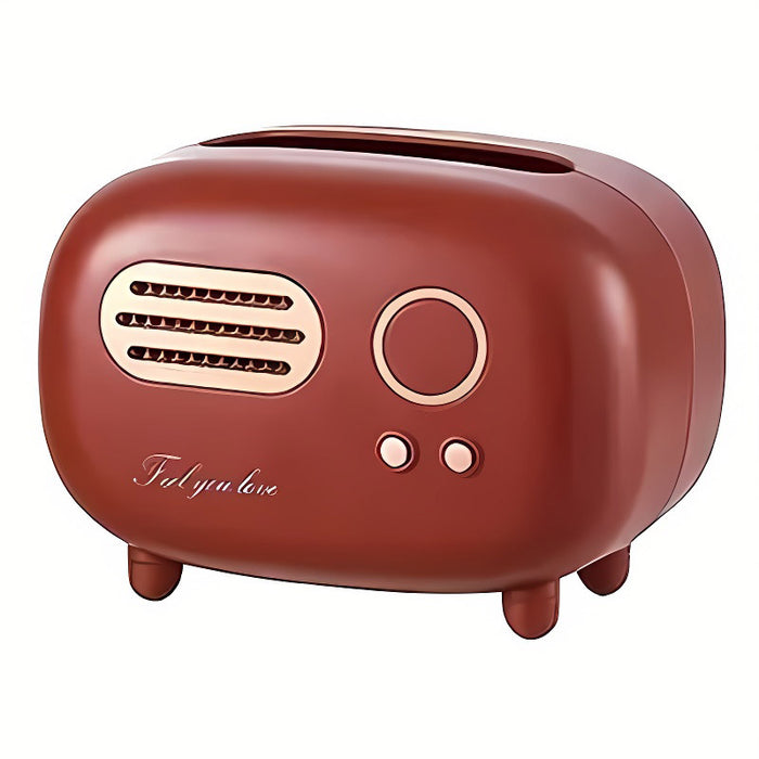 Vintage Radio Tissue Box with Storage Slot in ABS Plastic