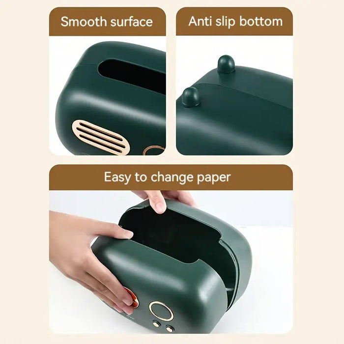 Vintage Radio Tissue Box with Storage Slot in ABS Plastic
