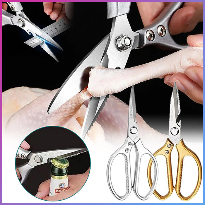 2 Pcs Heavy Duty Stainless Steel Kitchen Scissors for Fish and Chicken Bone