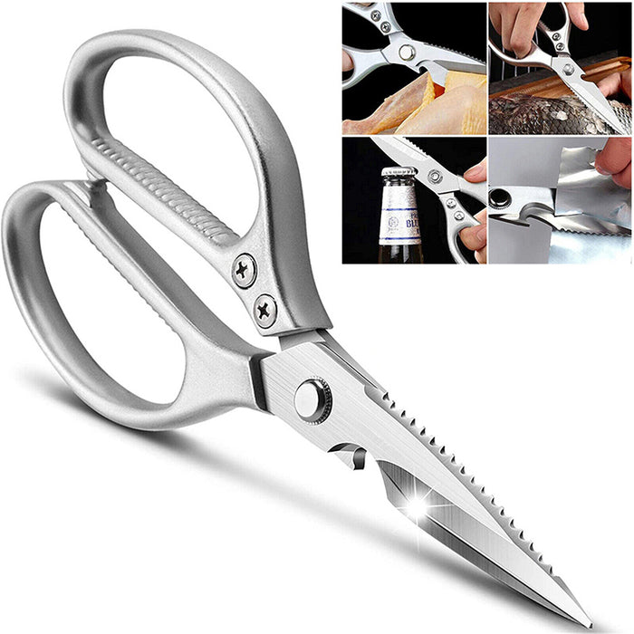 2 Pcs Heavy Duty Stainless Steel Kitchen Scissors for Fish and Chicken Bone