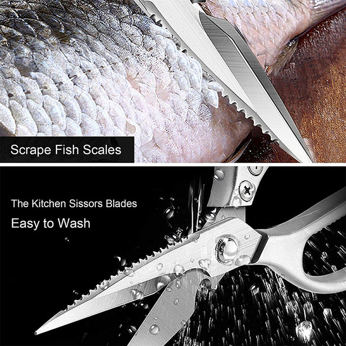 2 Pcs Heavy Duty Stainless Steel Kitchen Scissors for Fish and Chicken Bone