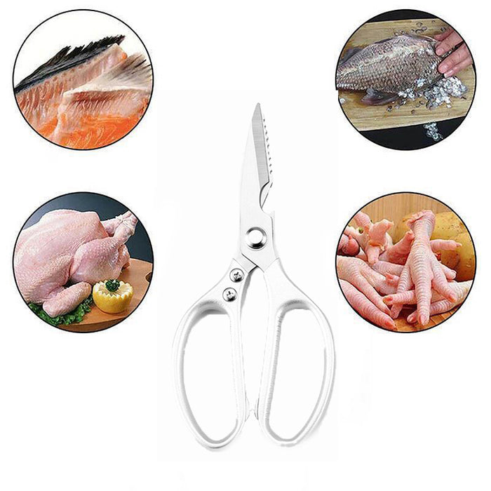 2 Pcs Heavy Duty Stainless Steel Kitchen Scissors for Fish and Chicken Bone