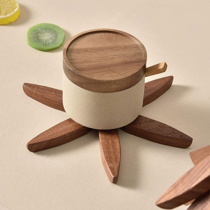 Solid Wooden Trivet for Hot Dish Walnut Christmas Tree Table Heat-Resistant Mat