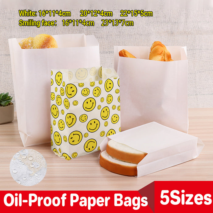 1000 PCS Premium Oil-proof Paper Bag Takeaway Paper Bag for Takeout Supply