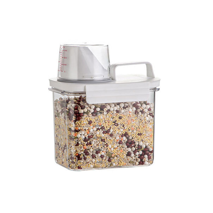Sealed Grain Storage Container with Scale Marks and Cup