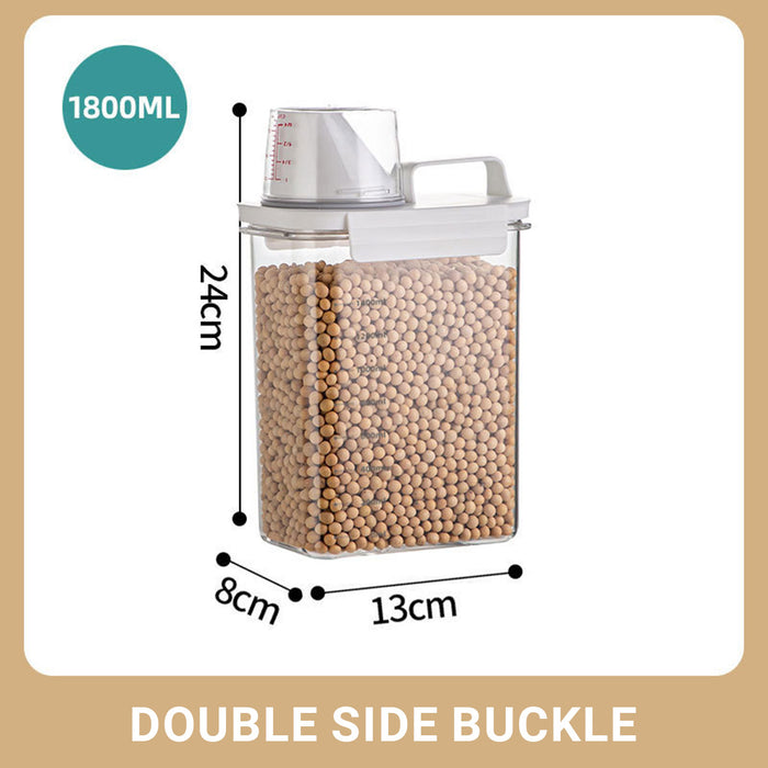 Sealed Grain Storage Container with Scale Marks and Cup