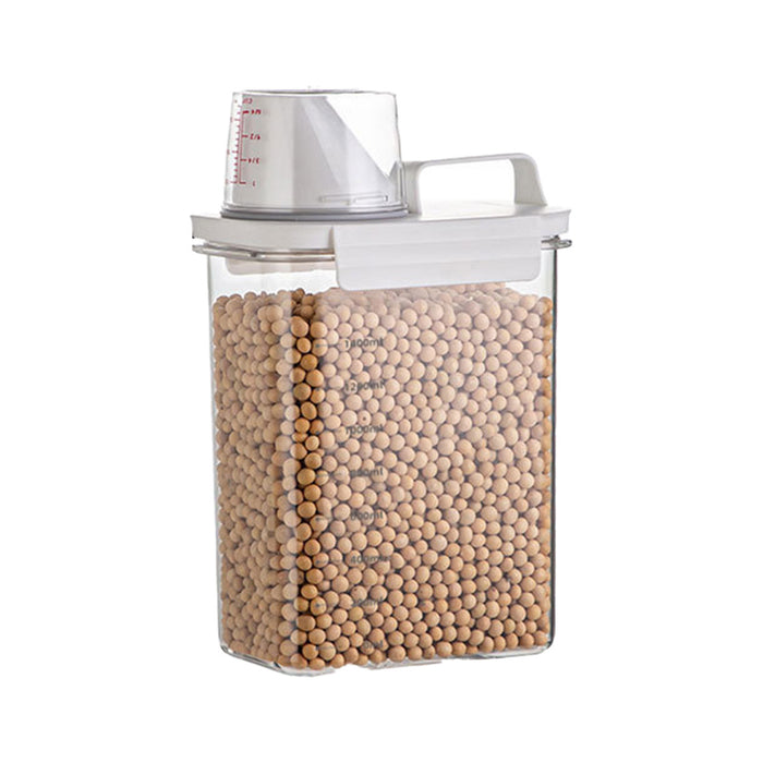 Sealed Grain Storage Container with Scale Marks and Cup