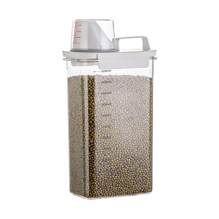 Sealed Grain Storage Container with Scale Marks and Cup