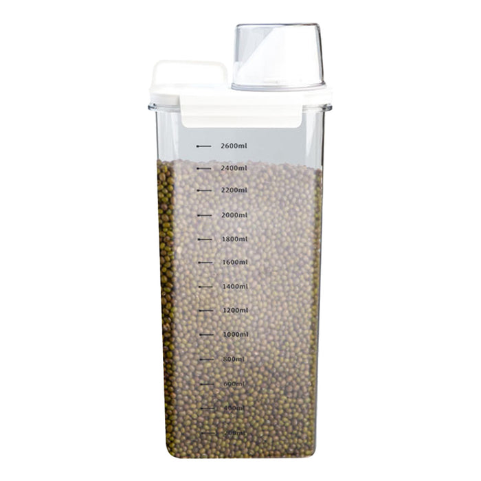 Sealed Grain Storage Container with Scale Marks and Cup