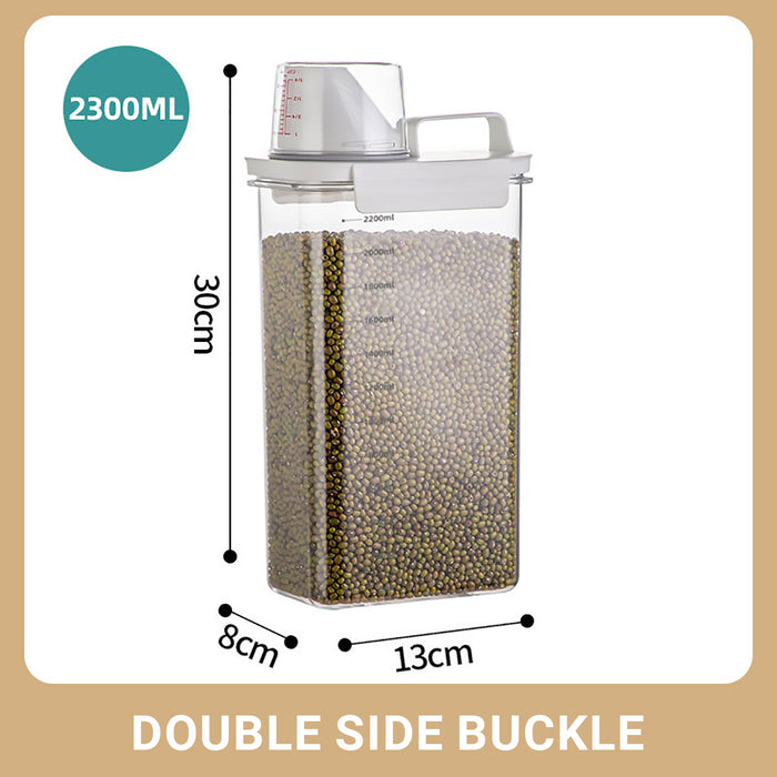 Sealed Grain Storage Container with Scale Marks and Cup