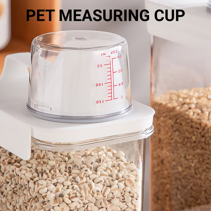 Sealed Grain Storage Container with Scale Marks and Cup
