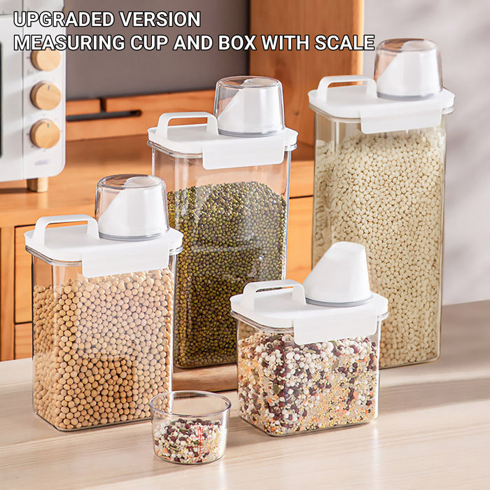 Sealed Grain Storage Container with Scale Marks and Cup