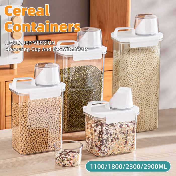Sealed Grain Storage Container with Scale Marks and Cup