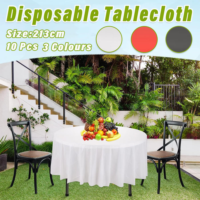 10 Pcs Round PEVA Tablecloths Waterproof Oil-Resistant 213 cm