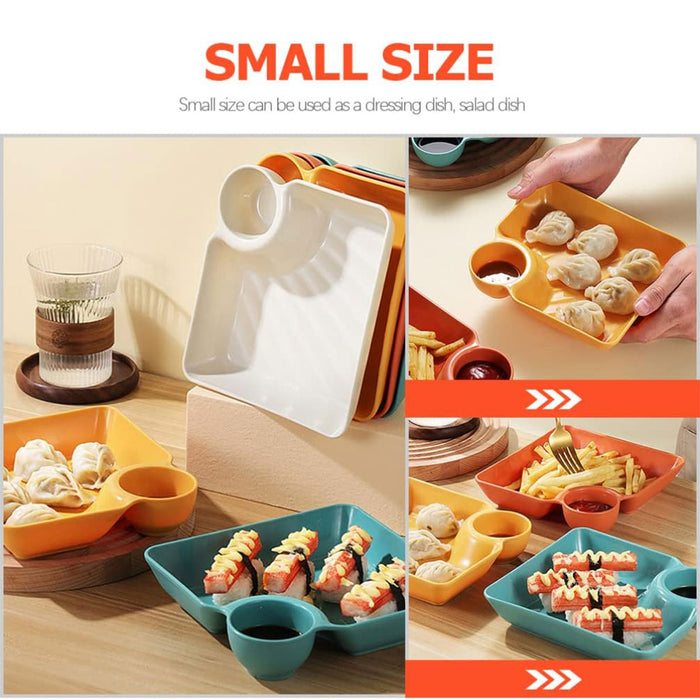 Square Plate with Dipping Tray, 8pcs