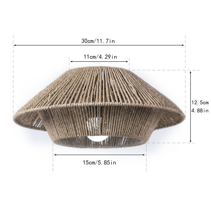 Hand-Woven Paper Rope Pendant Lampshade Yellow 30×12.5 cm