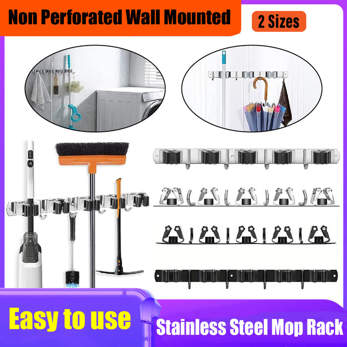 Punch Free Wall Mounted Mop Rack SUS304 Stainless Steel