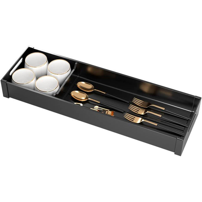 Aluminium Cutlery Tray Black with Adjustable Divider for Drawer