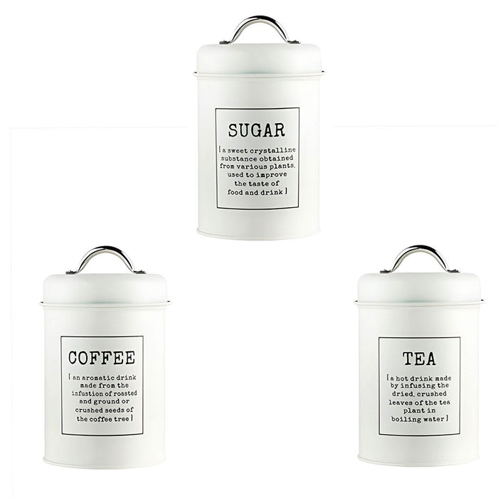 3 Pcs Airtight Storage Jars with Handles Tea Coffee Sugar