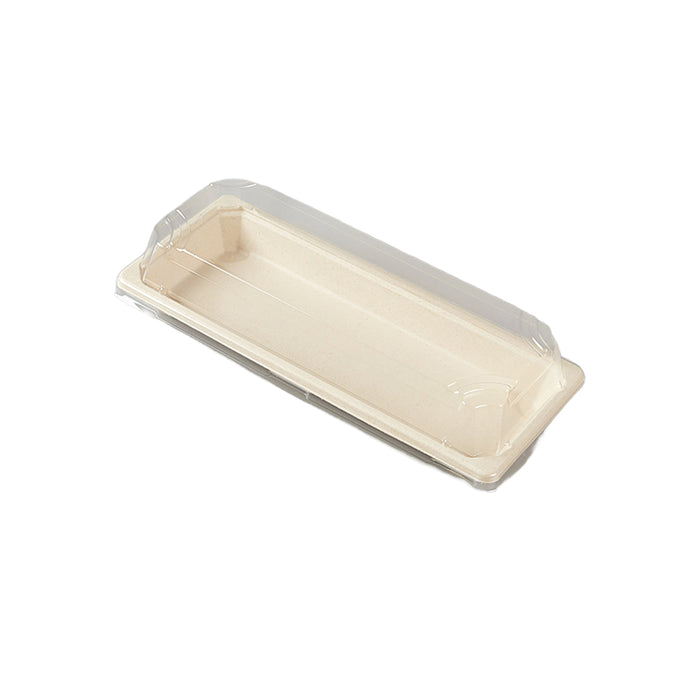 50 Pcs Biodegradable Sushi Boxes with Clear Lid Leak-Proof Natural Beige 8 Sizes